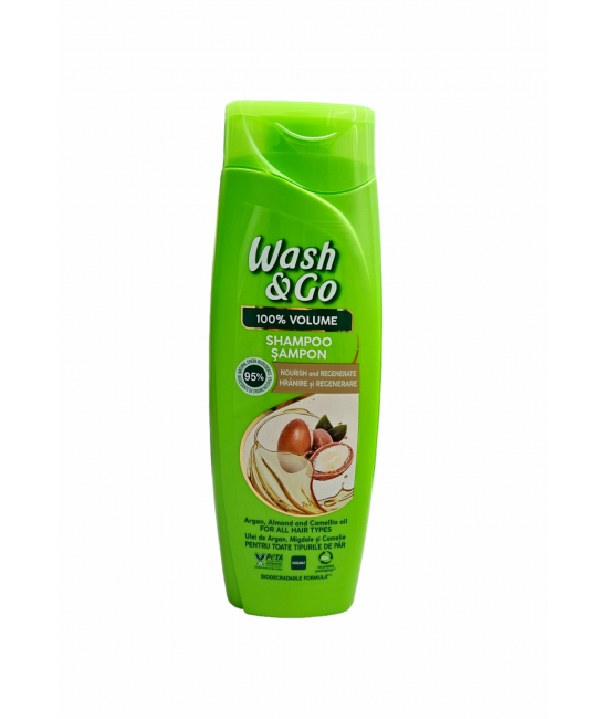 Wash&Go 360мл. Шампоан за обем с екстракт от арган, бадем и камелия